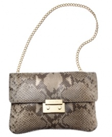 Reach for this reptilian print silhouette from MICHAEL Michael Kors and delight in its diva-worthy design. Sumptuous leather is adorned with signature golden hardware, while the compact interior discretely stows your evening essentials.