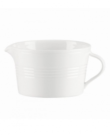 The simple ridged pattern of Tin Can Alley dinnerware gets this gravy boat from Lenox's collection of serveware and serving dishes in shape for modern tables. In versatile white china for coordinating with any table and decor. Qualifies for Rebate