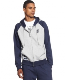 On the court or on the couch, this colorblock hoodie from Rocawear will keep you stylishly comfortable.