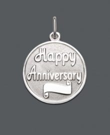 Whether the celebration is for 5, 10 or 50 years, this Happy Anniversary charm makes the perfect personalized gift. Sterling silver charm can be engraved. Approximate drop: 3/4 inch.