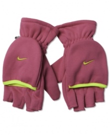 These sporty style Nike gloves are convertible so she can easily go from mitten to fingerless glove.