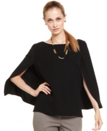 Be the trendsetter in your office with Nine West's flowing crepe top. It's part blouse, part cape -- and all chic!