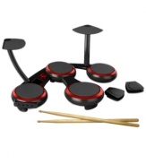 Play area rock, pop, hip hop, jazz, hot Latin rhythms and much more with this digital 6-piece electronic drum set from The Sharper Image, a perfect gift this holiday season.