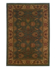 Embrace a serene space. The calming colors of this decorative rug create soothing surroundings in your home while adding delightful designs of swaying leaves and alluring sprouting foliage.