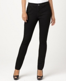 Whatever you call them – denim leggings, pull-on jeans or jeggings – this pair from Not Your Daughter's Jeans fits a woman's body perfectly! The black wash gives them an extra-slimming effect.