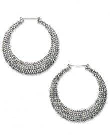 Hoops that dazzle. These earrings from Style&co. flaunt a classic silhouette amped up with hematite acrylic stone accents. Crafted in silver tone mixed metal. Approximate drop: 2-3/4 inches.