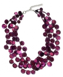 Like grapes on the vine, this multi-row necklace from Style&co. adds sweetness to the occasion. Embellished with purple glass beads. Crafted in rhodium plated steel. Approximate length: 22 inches + 3-inch extender. Approximate drop: 3 inches.