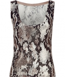 Stylish sand and black knit top from Moschino Cheap & Chic - This luxe silk and cashmere tank gets a tough kick with an on-trend snake print - Sleeveless with a low scoop neck - Style with high-waisted skinny jeans, an oversized blazer, and wedge booties