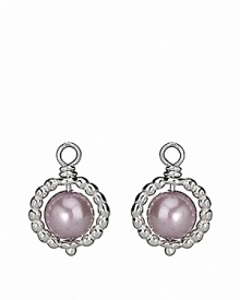 Sterling silver beaded hoops house lustrous freshwater rose pearls. Add these classically chic charms to your PANDORA french wire or hoop earrings for understated elegance.