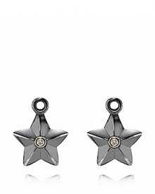 Sterling silver stars burst with brightness from bezel set-diamonds in 14K gold. These chic charms slip easily onto PANDORA french wire or hoop earrings.