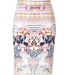 Bring instant style to your separates with this statement-making printed silk skirt from London It designer Mary Katrantzou - Classic pencil silhouette, all-over elaborate print, back slit, concealed side zip closure - Wear with a billowy blouse, a bold shoulder blazer, and platform heels