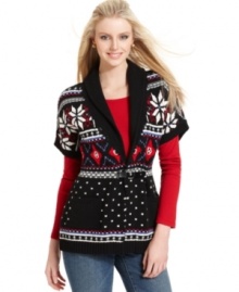 Classic and cozy, Tommy Hilfiger's Fair Isle knit cardigan is a winter essential. It's a great choice to give to a friend or gift to yourself!