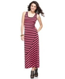 Gear up for the sun in this maxi dress from Planet Gold -- and rock striking stripes this season for a bold habit you'll never want to break!