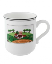 Rolling hills part to reveal a farmer's paradise on this Design Naif mug, featuring premium Villeroy & Boch porcelain.