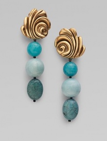 EXCLUSIVELY AT SAKS.COM. A bold wave of pewter and brass with triple drops of aventurine, jasper and jade.Aventurine & jasper Color-treated jade Pewter & brass Length, about 4 Width, about 1 Clip-on backs Made in USA 