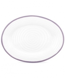 Distinctly ribbed Sophie Conran dinnerware sets your table with the charm of traditional hand-thrown pottery, but the durability of contemporary Portmeirion porcelain. Mix the banded Carnivale platter with solid mulberry pieces.