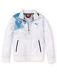 A basic jacket from PUMA is elevated with a ribbed trim and front welt pockets.