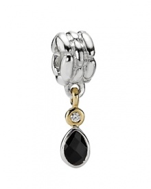 A classically elegant PANDORA charm, this dainty dangler features a faceted onyx stone and bezel-set diamond in 14K gold.