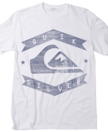 With a cool retro vibe, this T shirt from Quiksilver is as laid-back as you are.