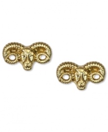 These golden stud earrings from RACHEL Rachel Roy are designed in a ram silhouette. Crafted in worn gold tone mixed metal. Approximate drop: 1/4 inch. Approximate diameter: 1/2 inch.