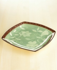 Every meal feels like a fresh spring picnic served on this Patio Garden platter. The pale silhouettes of blooming flowers dance against brushed earth tones to rejuvenate your table year-round. A dark vine adds an element of classic pottery design to this contemporary botanical motif. From Pfaltzgraff's collection of dinnerware and dishes.