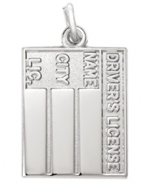 Hit the road! Rembrandt's driver's license charm is the perfect gift for someone who has just passed their driving test. Set in sterling silver. Approximate drop: 1 inch.