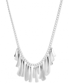 Fringe benefits. This frontal necklace from Robert Lee Morris is crafted from silver-tone mixed metal with sculptural fringe pieces adding postmodern appeal. Approximate length: 16 inches + 3-inch extender. Approximate drop: 1-1/2 inches.