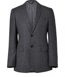 Detailed in luxurious wool, Burberry Londons Milbury jacket is a must for timeless-classic looks - Micro peaked lapel, long sleeves, buttoned cuffs, flap pockets, double buttoned front, back vent - Modern tailored fit - Team with slim cords or chinos, and colorful suede desert boots