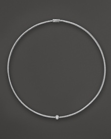 A single diamond station shines on this 18K white gold mesh necklace from Roberto Coin.