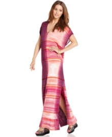 Saturated stripes and an ombre effect make this RACHEL Rachel Roy maxi dress a bright pick for standout summer style!