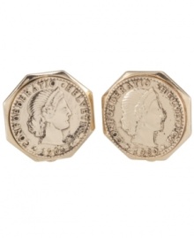 Vintage style that makes perfect cents. Elegant and artistic, Carolee's intricate coin earrings features a clip-on backing for non-pierced ears. Crafted from antique gold-plated mixed metal. Approximate diameter: 3/4 inch.