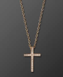 Add inspiration to your every day style. Sparkling cross pendant by CRISLU boldly represents your faith. Crafted in 18k rose gold over sterling silver with micro-pave set cubic zirconia (1/5 ct. t.w.). Approximate length: 16 inches + 2-inch extender. Approximate drop: 5/8 inch.