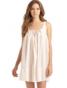 THE LOOKScoopneck with drawstring tie frontSleevelessBabydoll silhouetteSeamed back yokeTHE FITAbout 31 from shoulder to hemTHE MATERIALLaundered cotton batisteCARE & ORIGINMachine washImported