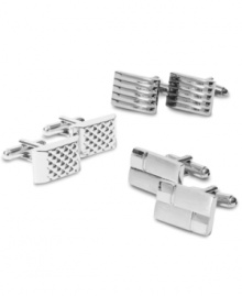 Make a lasting impression with these distinctive and elegantly designed cufflinks by Geoffrey Beene.