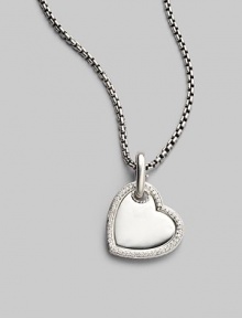 From the Heart Collection. A pretty enhancer, edged with stunning pavé diamonds is a true gift from the heart. Diamonds, 0.38 tcw Sterling silver Pendant width, about 1 Imported Please note: Chain sold separately.