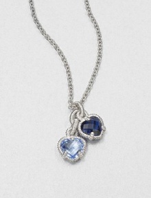 A sweet style that features blue quartz and corundum heart pendants on a sterling silver link chain. Blue quartz and corundum Sterling silverLength, about 17Pendant size, about .75Lobster clasp closureImported 