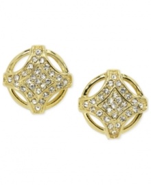 City by City looks on the bright side with this set of stud earrings. Crafted from gold-tone mixed metal, the pair features shimmering glass accents to bring some sparkle to the evening. Approximate diameter: 1/2 inch.