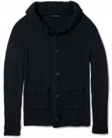 This shawl collar cardigan from Calvin Klein gives you preppy polish while keep your laid-back look.