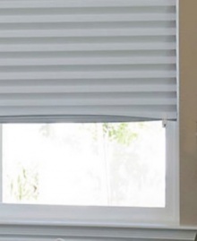 Redi Shade® room-darkening shades are the perfect way to keep the sun's glare off your TV or offer protection for sunny bedrooms. Pleated paper shades readily install in less than one minute – just trim, peel and stick! No need for drills, screws or brackets, these cord-free shades secure with 2 low-profile clips. Inside/outside mount. Featuring a gray tone.