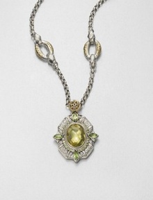 EXCLUSIVELY AT SAKS. From the Irma Collection. A pendant of faceted lemon citrine set in a sterling silver design, surrounded in complimentary peridot stones on a 18k gold accented bale. Lemon citrine and peridotSterling silver18k goldSize, about 2Fixed baleImportedPlease note: Necklace not included. 