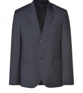 Channel classic sophistication with a modern twist by donning this slim-fit blazer from Marc by Marc Jacobs - Notched lapels, two-button closure, single chest pocket, flap pockets, double back vent, slim fit - Style with a patterned button down, matching pants, and suede ankle boots