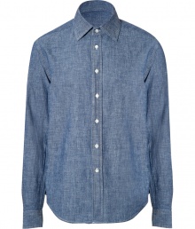 A must-have for urban cool looks, Closeds cotton jean shirt is an essential everyday staple - Classic collar, long sleeves, buttoned cuffs, button-down front, contrast white stitching, shirttail hemline - Classic straight fit - Layer over soft tees and slim fitting trousers, or button up to the top and wear under modern chunky knits