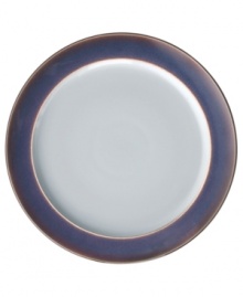 A true gem, the Amethyst wide-rimmed salad plates are simply glazed, but boldly hued, in deep indigo and crisp white from Denby's collection of dinnerware. The dishes can embrace their luxe color alone or they can be paired with the playful dots of Amethyst Stone for a well-balanced and uniquely customized table setting.