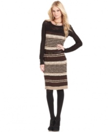 A fall must-have, Kensie's striped sweater dress pairs perfectly with the season's tights & boots!