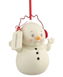 Perk right up with the caffeinated snowman ornament from Department 56. Smooth porcelain bisque with red earmuffs will be real eye opener on Christmas morning.