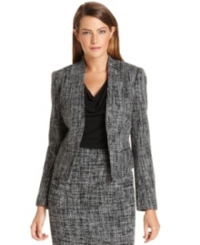 Calvin Klein puts a minimalist-chic stamp on traditional tweed with this streamlined jacket.