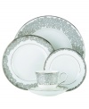 Fresh as a daisy. Free-form blossoms edged in polished platinum embellish the striking white Silver Bouquet place settings from L by Lenox dinnerware. The dishes have a classic silhouette in bone china that balances the contemporary florals, delivering timeless elegance to every meal and occasion. Qualifies for Rebate