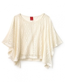 Ella Moss Girls' tres chic tunic is rendered in a lovely tonal crochet pattern allover, with a tonal camisole underlayer.