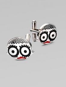 A mens' wardrobing essential gets fun and energetic in these enamel coated logo cuff links.About ½ diamBrass/enamelImported