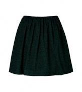 With its easy elasticized waistband and deep green/black tweed, Tibis gathered mini-skirt is a versatile choice packed with wearing possibilities - Black elasticized waistband, pull-on style - Full skirt - Wear with bright tops and menswear-inspired lace-ups